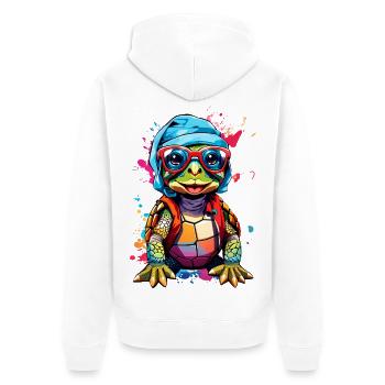 Turtle small and colorful - Unisex Premium Organic Zip Hoodie - white - Back - Thijin (182cm)