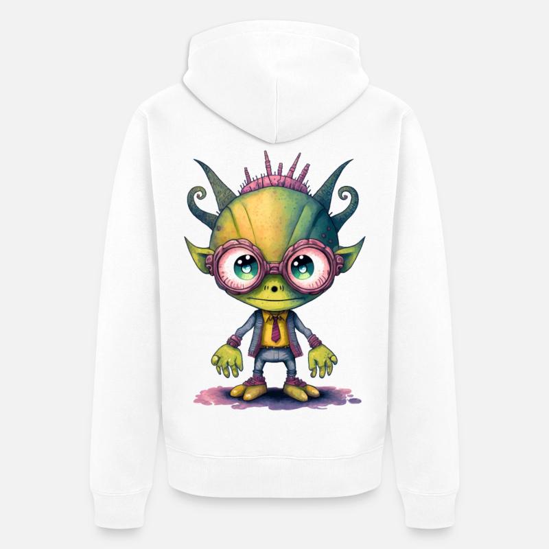 NERDY forever - Nerdy Alien - Veste à capuche bio Premium Unisexe - blanc