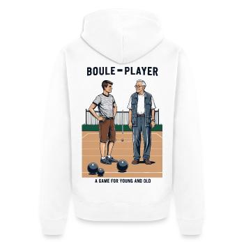 Boule Spieler - Unisex Premium Bio Zip Hoodie - Weiß - Hinten - Thijin (182cm)