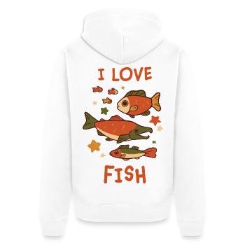 J’aime le poisson – Design de poisson ludique - Veste à capuche bio Premium Unisexe - blanc - Dos - Thijin (182cm)