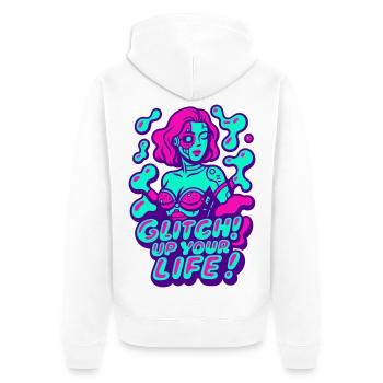 Glitch dans votre vie ! Femme Cyborg - Veste à capuche bio Premium Unisexe - blanc - Dos - Thijin (182cm)