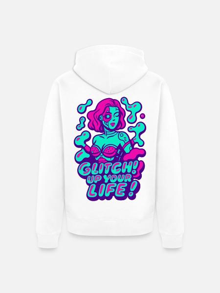 Glitch up your life! Cyborg Woman - Unisex Premium Organic Zip Hoodie - white
