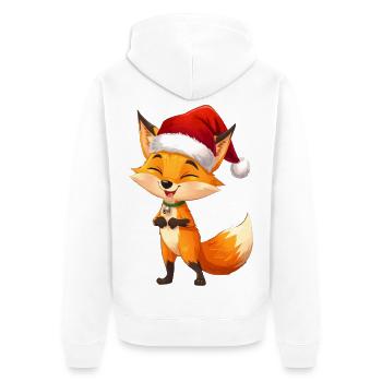 Fuchs mit Santa Hut - Unisex Premium Bio Zip Hoodie - Weiß - Hinten - Thijin (182cm)