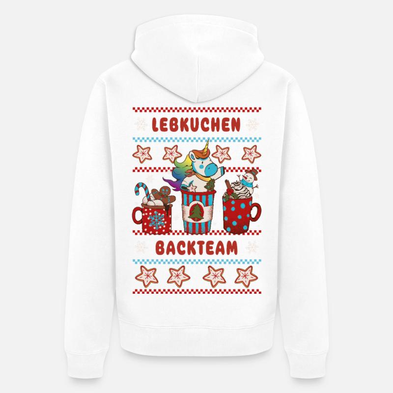 Lebkuchen Backteam Einhorn Weihnachten backen - Unisex Premium Bio Zip Hoodie - Weiß
