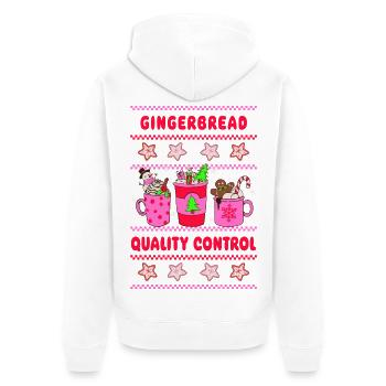 Gingerbread Quality Control - neon pink - Unisex Premium Organic Zip Hoodie - white - Back - Thijin (182cm)