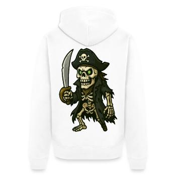 Pirate squelette à l’épée et aux yeux verts - Veste à capuche bio Premium Unisexe - blanc - Dos - Thijin (182cm)