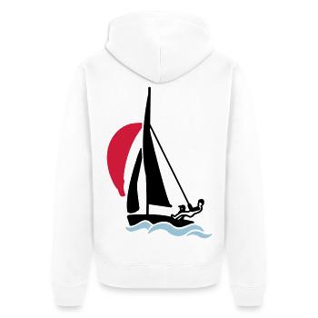 Jugend Segeljolle (420er 470er 505er) Segelboot - Unisex Premium Bio Zip Hoodie - Weiß - Hinten - Thijin (182cm)