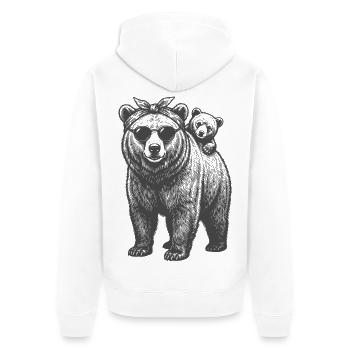 Two Bears Mom Bear Sunglasses Mother Child Baby - Unisex Premium Organic Zip Hoodie - white - Back - Thijin (182cm)