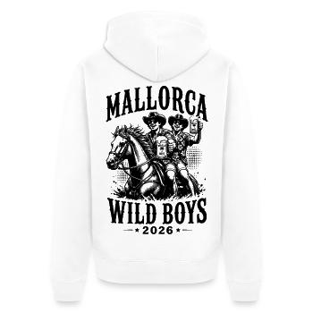 Malle 2026 Wild Boys  - Unisex Premium Bio Zip Hoodie - Weiß - Hinten - Thijin (182cm)