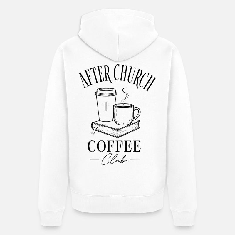 Café de l’église - Veste à capuche bio Premium Unisexe - blanc