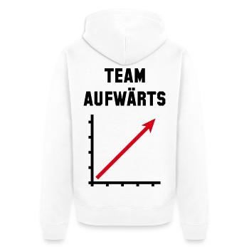 Team Aufwärts (Erfolg / Fortschritt / Rot 2C) - Unisex Premium Bio Zip Hoodie - Weiß - Hinten - Thijin (182cm)