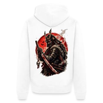 Guerrier Samouraï de la Lune de Sang - Veste à capuche bio Premium Unisexe - blanc - Dos - Thijin (182cm)
