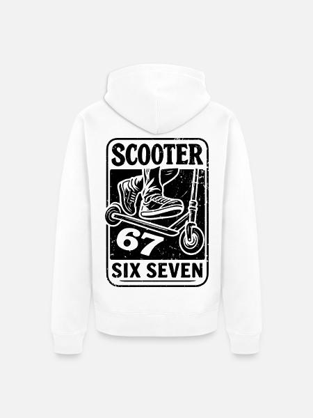  Backprint | Freestyle-Scooter Tretroller 67s - Unisex Premium Bio Zip Hoodie - Weiß