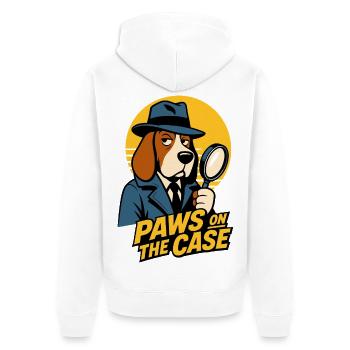 Paws on the Case – Hundedetektiv Humor - Unisex Premium Bio Zip Hoodie - Weiß - Hinten - Thijin (182cm)