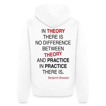Theorie und Praxis – Kontrastierender Tippfehler - Unisex Premium Bio Zip Hoodie - Weiß - Hinten - Thijin (182cm)
