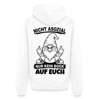 Nicht Asozial nur kein Bock auf euch - Unisex Premium Bio Zip Hoodie - Weiß - Hinten - Thijin (182cm)