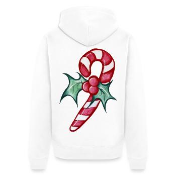 Candy Cane Holly Festliches Thema - Unisex Premium Bio Zip Hoodie - Weiß - Hinten - Thijin (182cm)