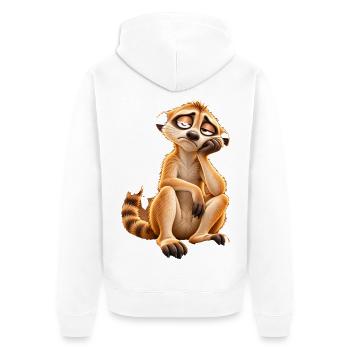 Müdes Cartoon-Erdmännchen - Unisex Premium Bio Zip Hoodie - Weiß - Hinten - Thijin (182cm)