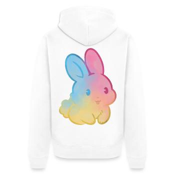 Pastell-Regenbogenhase - Unisex Premium Bio Zip Hoodie - Weiß - Hinten - Thijin (182cm)