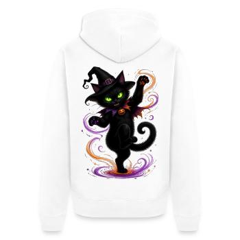 Halloween black cat dancing - Unisex Premium Bio Zip Hoodie - Weiß - Hinten - Thijin (182cm)