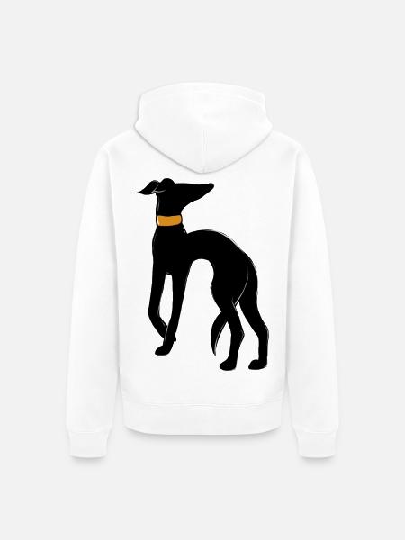 Midnight Hound Silhouette mit Halsband - Unisex Premium Bio Zip Hoodie - Weiß