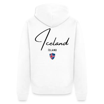 Drapeau de l’Islande, fierté islandaise - Veste à capuche bio Premium Unisexe - blanc - Dos - Thijin (182cm)