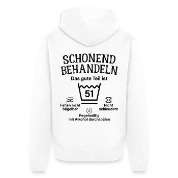 51. Geburtstag Schonend Behandeln 51 Teil Ist 51 - Unisex Premium Bio Zip Hoodie - Weiß - Hinten - Thijin (182cm)