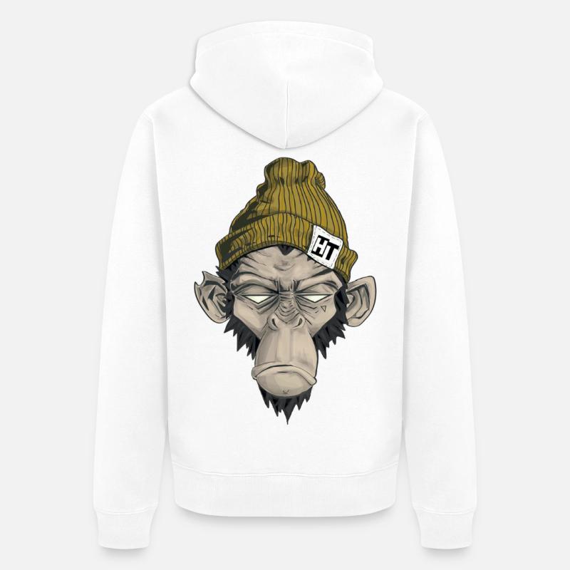 Rap Monkey - Unisex Premium Bio Zip Hoodie - Weiß