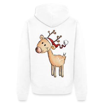 Cute Santa Claus Reindeer - Gift - Christmas - Unisex Premium Organic Zip Hoodie - white - Back - Thijin (182cm)