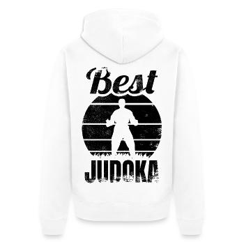 Best Judoka - Unisex Premium Organic Zip Hoodie - white - Back - Thijin (182cm)