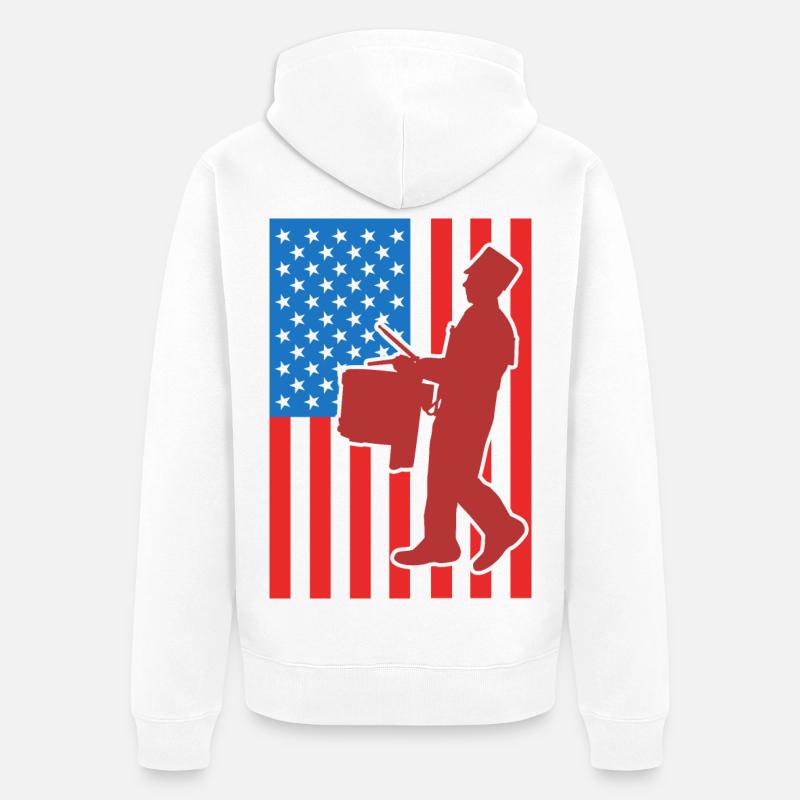Drapeau de Drum USA - Veste à capuche bio Premium Unisexe - blanc