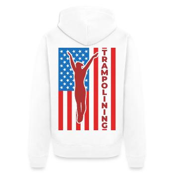 Trampolinspringen 4. Juli USA - Unisex Premium Bio Zip Hoodie - Weiß - Hinten - Thijin (182cm)