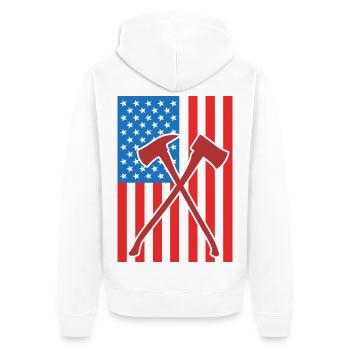 Brandbekämpfung USA Flagge - Unisex Premium Bio Zip Hoodie - Weiß - Hinten - Thijin (182cm)