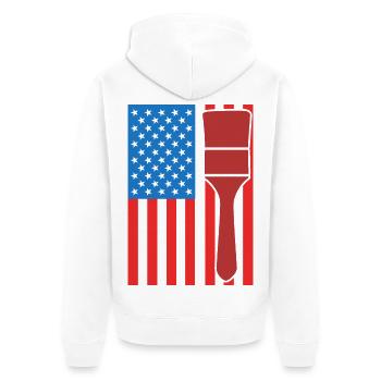 Maler USA Flagge - Unisex Premium Bio Zip Hoodie - Weiß - Hinten - Thijin (182cm)