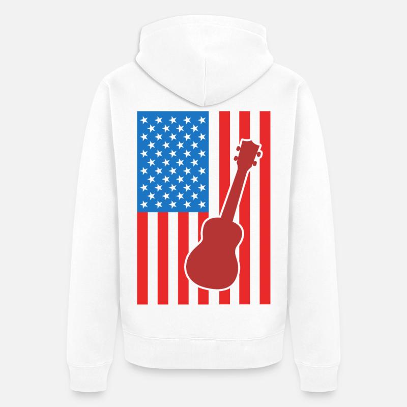 Ukulélé Drapeau des États-Unis - Veste à capuche bio Premium Unisexe - blanc
