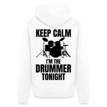 Drummer Quote - Unisex Premium Organic Zip Hoodie - white - Back - Thijin (182cm)
