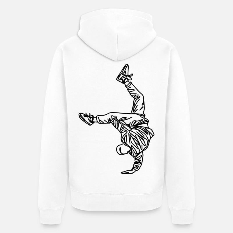 Dessin de breakdancer - Veste à capuche bio Premium Unisexe - blanc