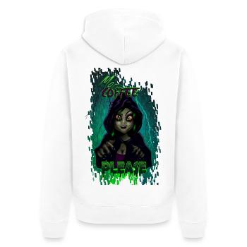 mehr Kaffee - Unisex Premium Bio Zip Hoodie - Weiß - Hinten - Thijin (182cm)