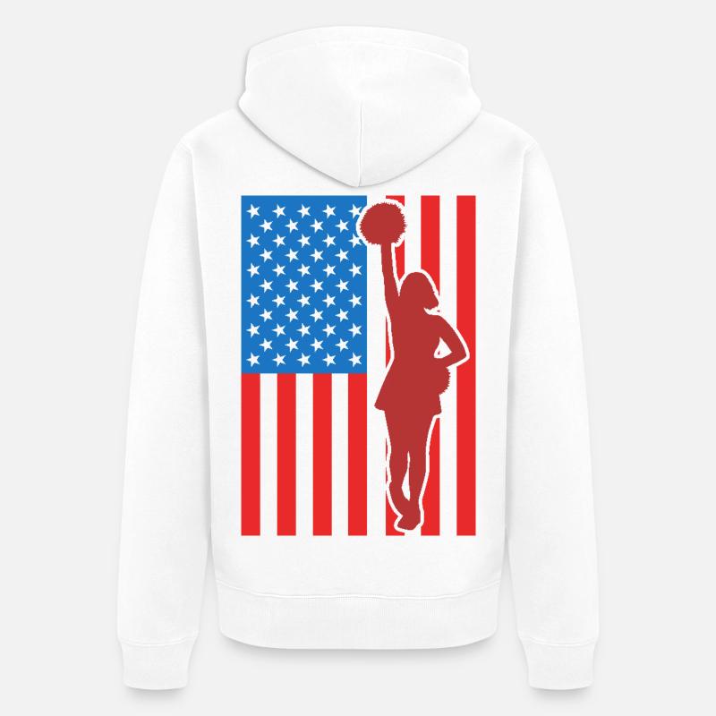 Drapeau des États-Unis de cheerleading - Veste à capuche bio Premium Unisexe - blanc