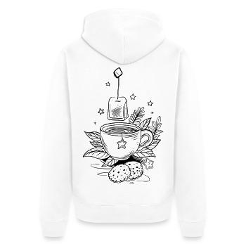 Tea Teacup with Earl Grey and Tea Bag - Unisex Premium Organic Zip Hoodie - white - Back - Thijin (182cm)