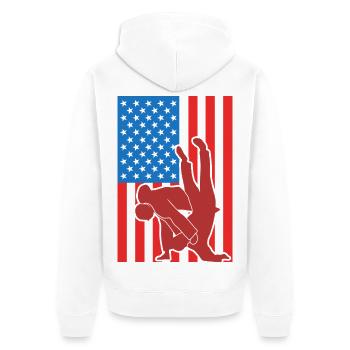 Patriotic Judo Fighter - Unisex Premium Organic Zip Hoodie - white - Back - Thijin (182cm)