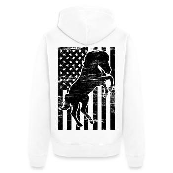 Reiten USA Flagge - Unisex Premium Bio Zip Hoodie - Weiß - Hinten - Thijin (182cm)