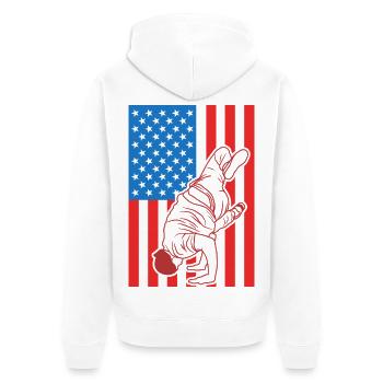 Drapeau Breakdance USA - Veste à capuche bio Premium Unisexe - blanc - Dos - Thijin (182cm)