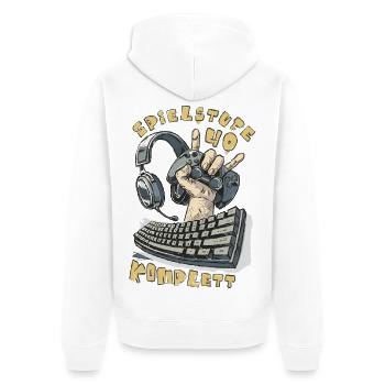 Gamer Keyboard Headphones 40th Birthday bday - Unisex Premium Organic Zip Hoodie - white - Back - Thijin (182cm)