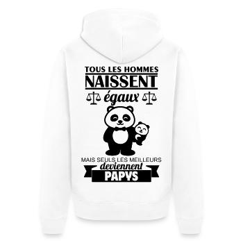 Alle Menschen sind gleich geboren, Opa, Opa, Opa, Opa, Opa - Unisex Premium Bio Zip Hoodie - Weiß - Hinten - Thijin (182cm)