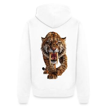 Chat à dents de sabre - Tigre à dents de sabre - Veste à capuche bio Premium Unisexe - blanc - Dos - Thijin (182cm)