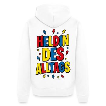 Heldin Des Alltags - Unisex Premium Bio Zip Hoodie - Weiß - Hinten - Thijin (182cm)