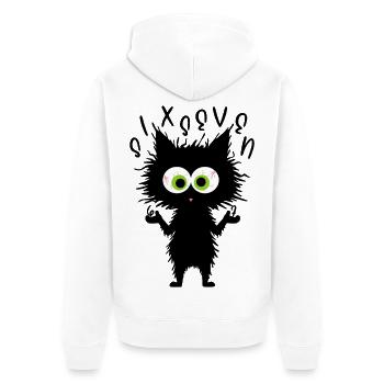 67 Lustige Katze Six Seven Meme - Unisex Premium Bio Zip Hoodie - Weiß - Hinten - Thijin (182cm)