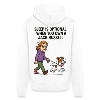 Propriétaire de chien fatigué & bande dessinée Jack Russell - Veste à capuche bio Premium Unisexe - blanc - Dos - Thijin (182cm)