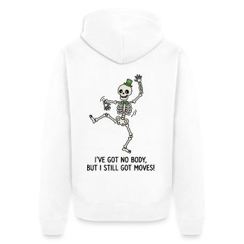 Tanzendes Skelett mit grünem Hut - Unisex Premium Bio Zip Hoodie - Weiß - Hinten - Thijin (182cm)